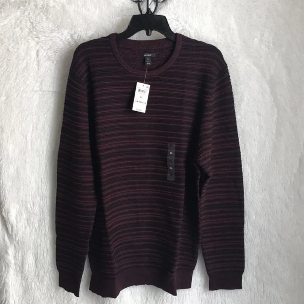 NWT Macy's Alfani Men's Sweater Port Red Ottoman Textured Crewneck - Picture 11 of 14